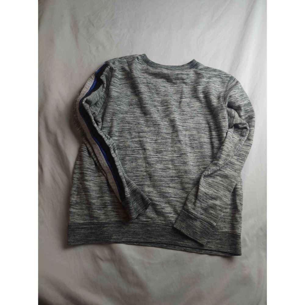Pink Victoria's Secret Gray Marl Crewneck Sweatshirt Blue Sleeve Stripe Small - Picture 7 of 8